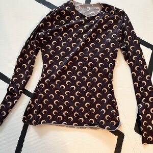 Marine Serre Black and Tan Fitted Long Sleeve Bodysuit